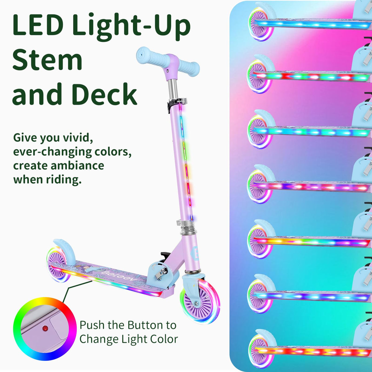 2 Wheel Folding Lightweight Kick Scooter with Light-Up Wheels F6321