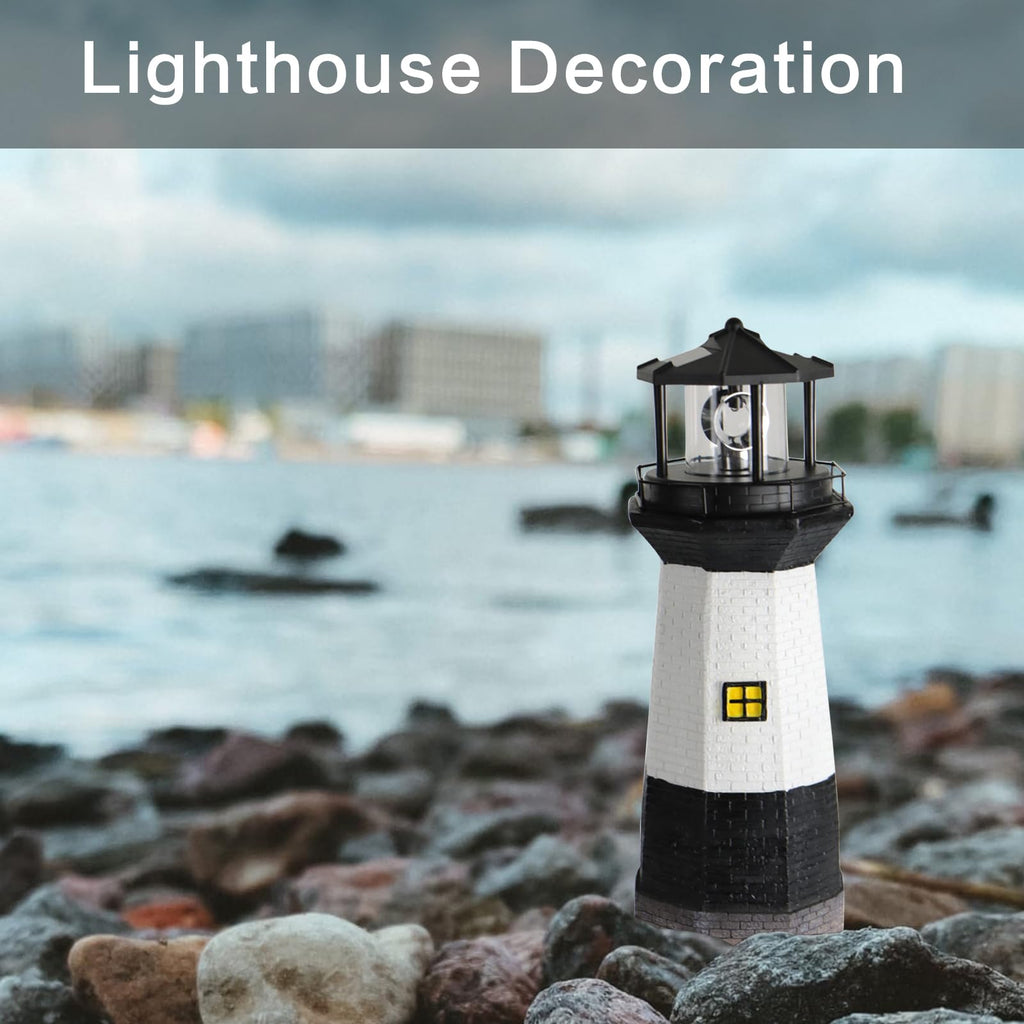 Solar Powered Lighthouse Garden Light with Rotating Beacon E27400