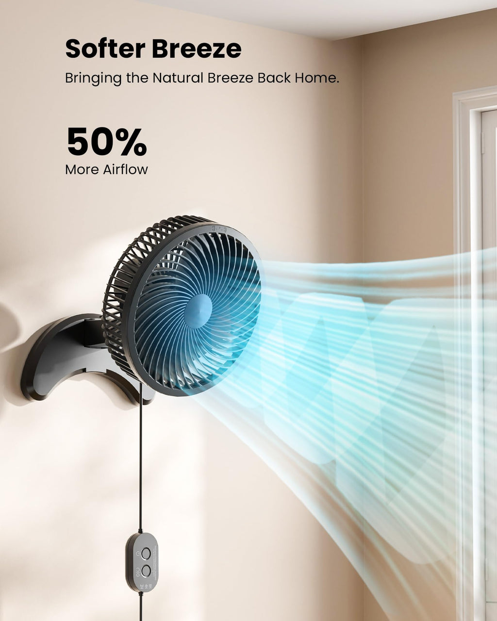 8'' Wall Mount Fan with Timer D72796