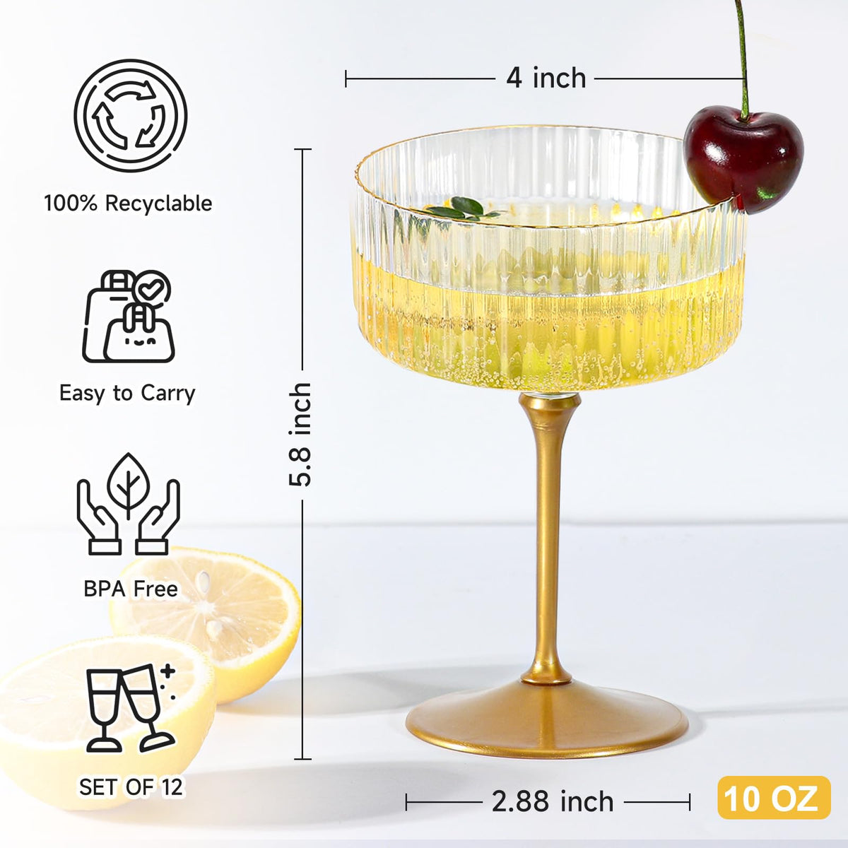24 Pcs 9 Oz Champagne Martini Glasses Set U703303