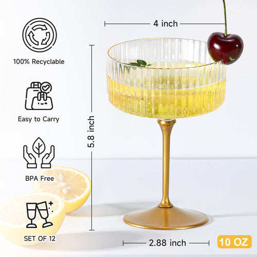 24 Pcs 9 Oz Champagne Martini Glasses Set U703303