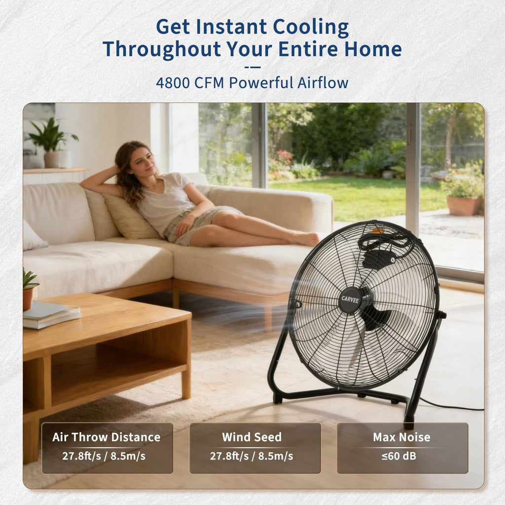 20-Inch 3-Speed Metal Floor Fan A872993