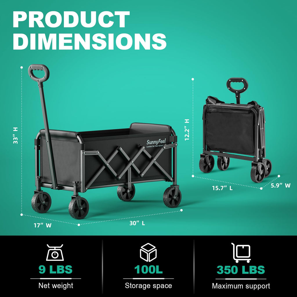 Lightweight Folding Wagon Cart, Black Z773