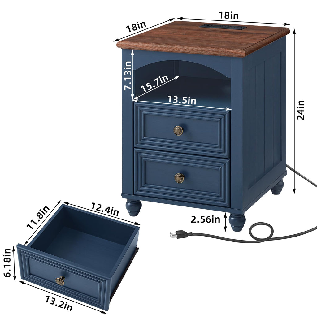 18" Nightstand with Charger Station S235