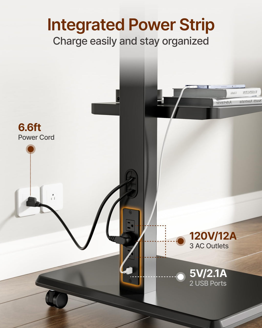 Rolling TV Stand with Power Outlet for 32-75 inch TVs G227020