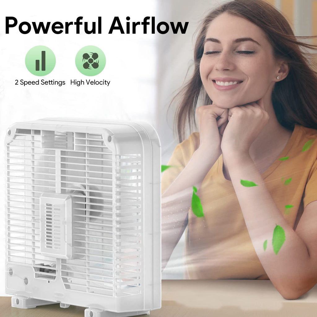 2 Packs 10" Tabletop Box Fan, 2 Speeds, White X8225