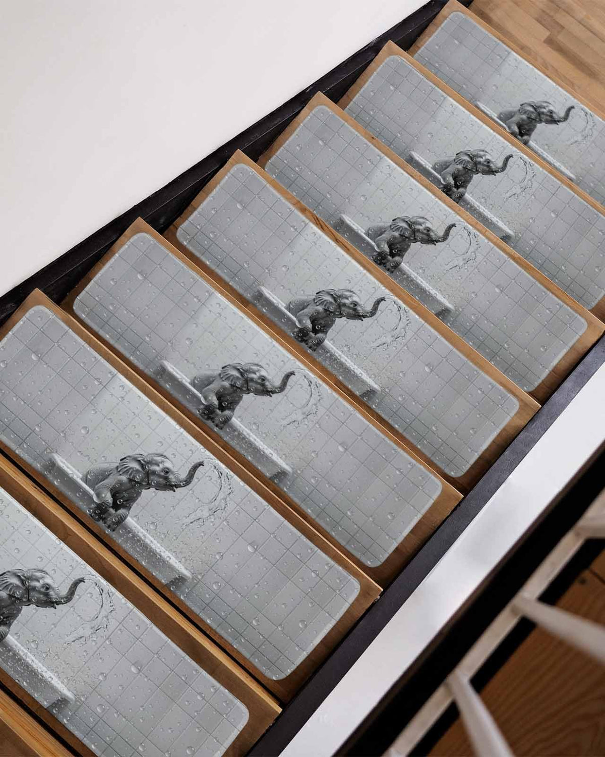 Grey Peel and Stick Stair Treads 8''x30'' 10PCS J73524