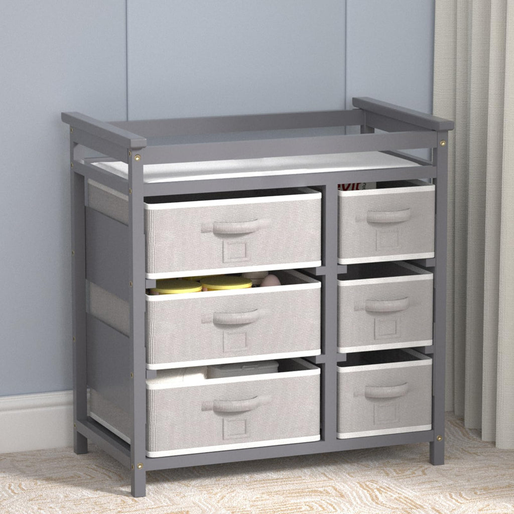 Baby Changing Table with 6 Drawers Storage Station Y88828