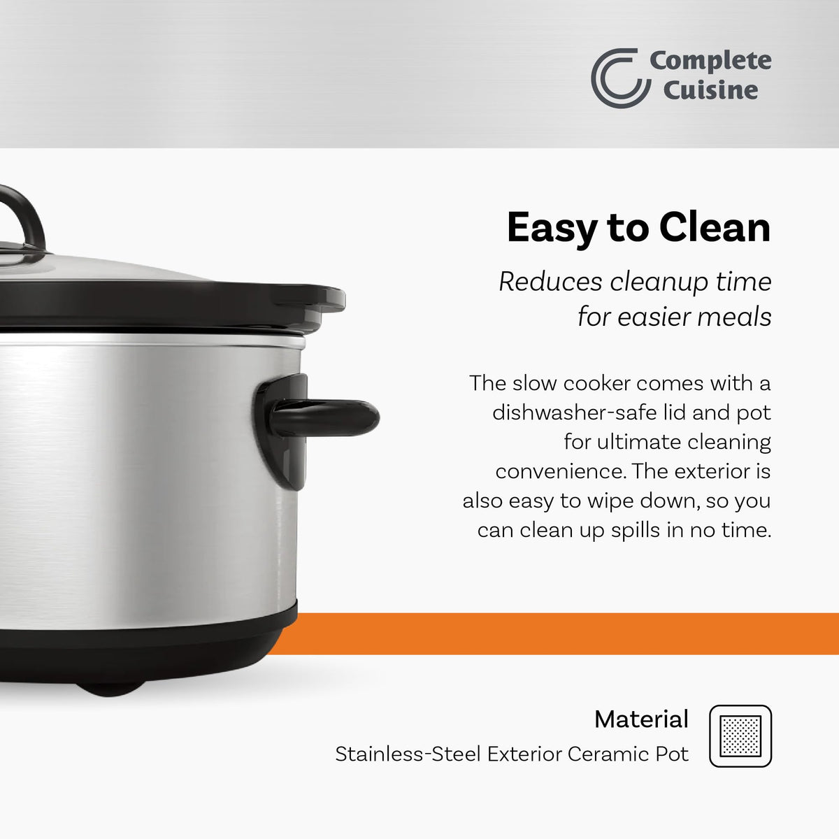 7-Quart Oval Stainless-Steel Slow Cooker B312294