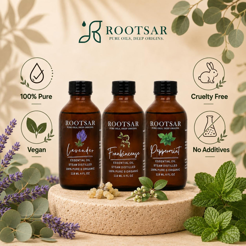 3 Pack Lavender Frankincense Peppermint Essential Oils 4 Fl Oz Q399546