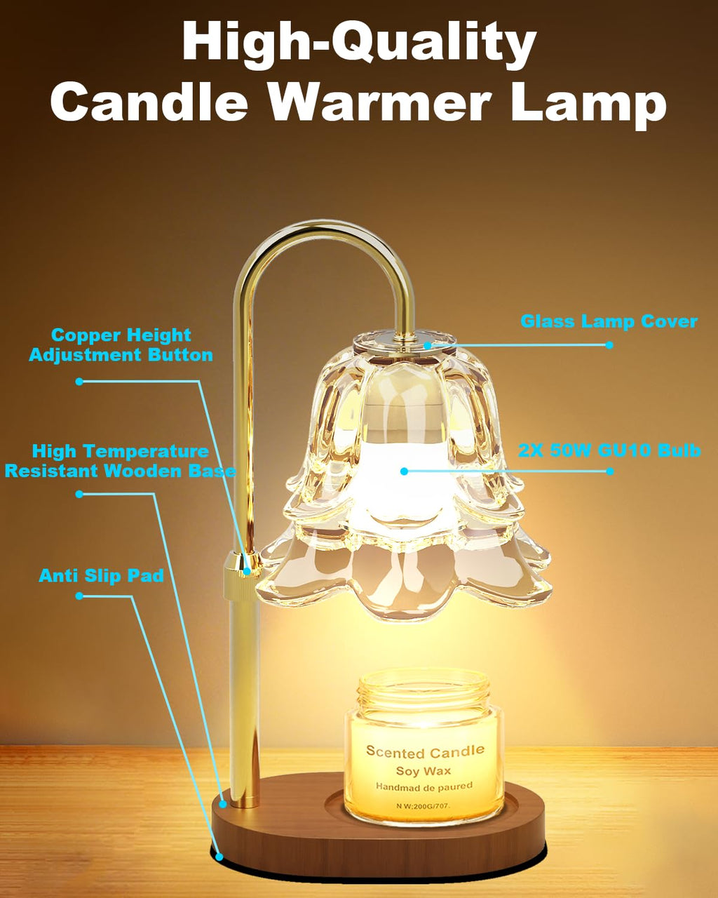 Dimmable Height Adjustable Candle Warmer Lamp with Timer J238