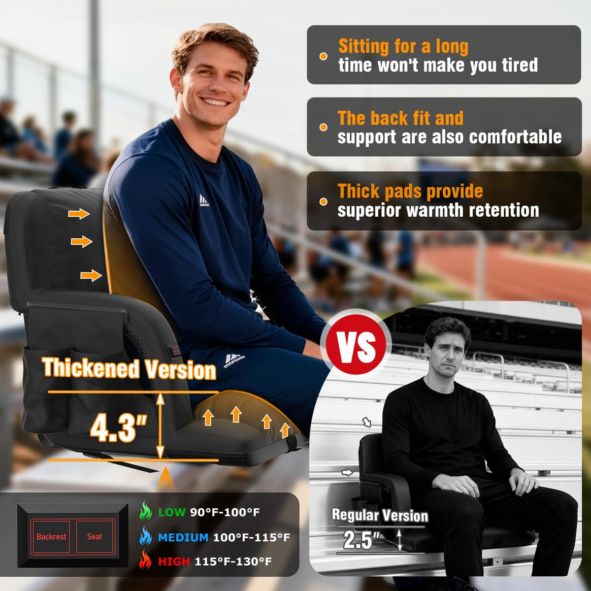 Heated Stadium Seats with Back Support 2 Pack K137