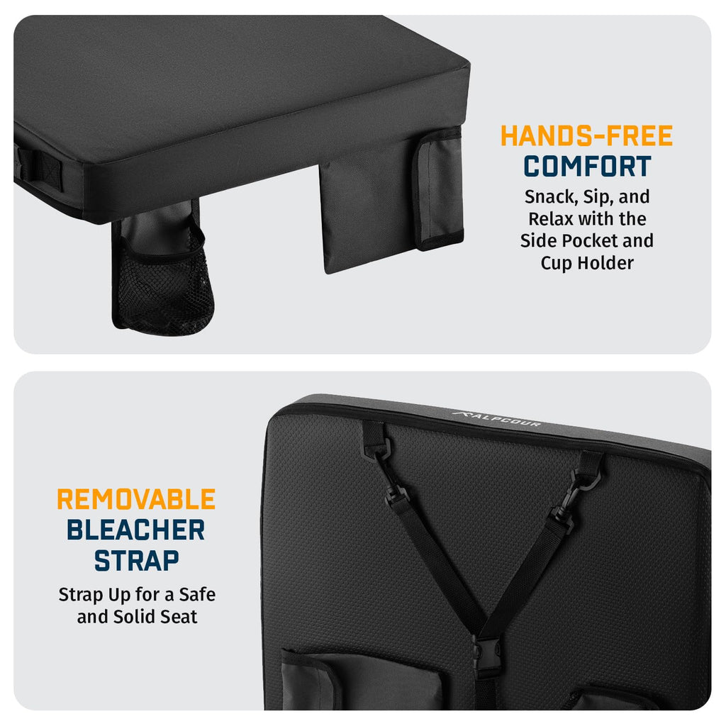 Portable Extra Thick Stadium Seat Cushion with Cup Holder I49313