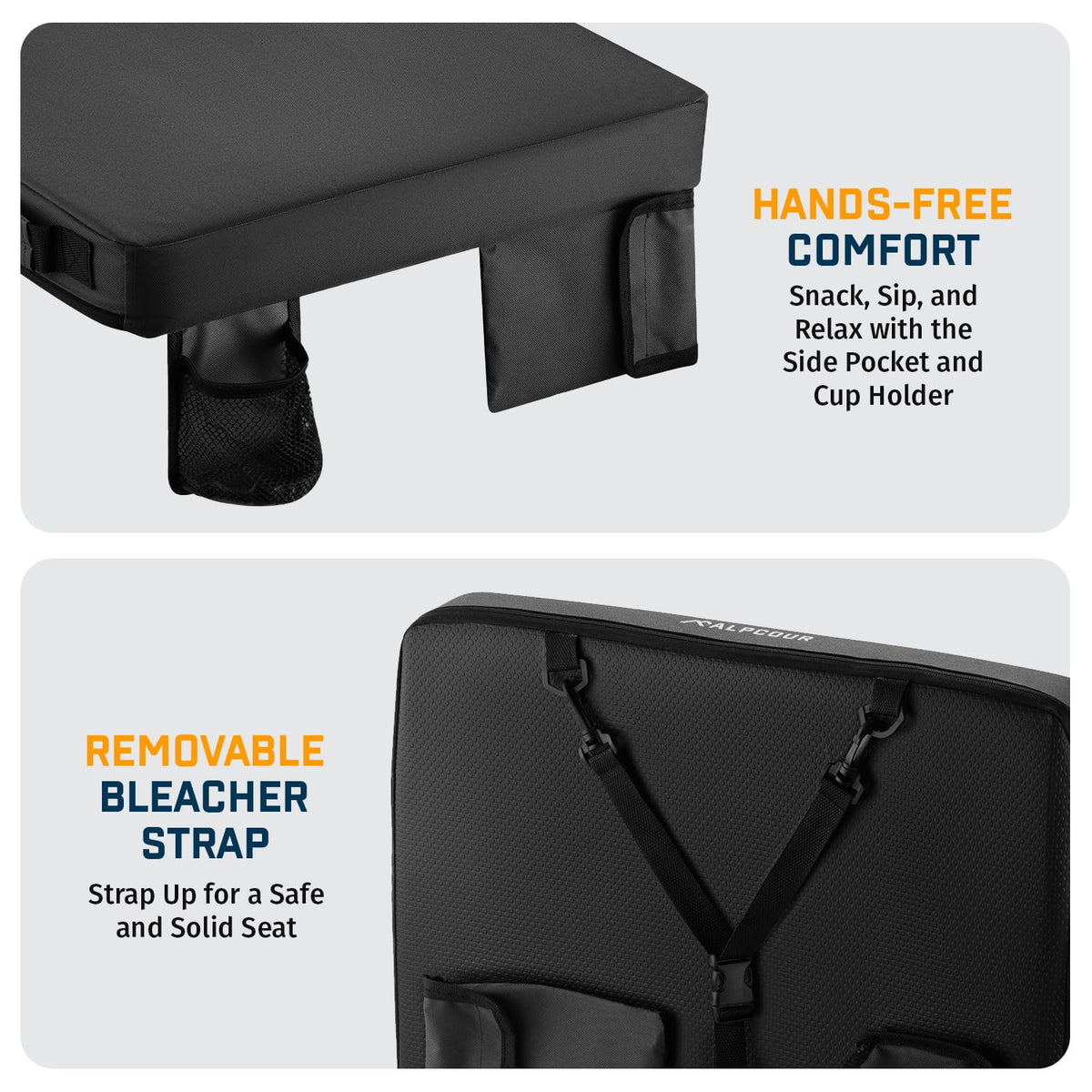 Portable Extra Thick Stadium Seat Cushion with Cup Holder I49313