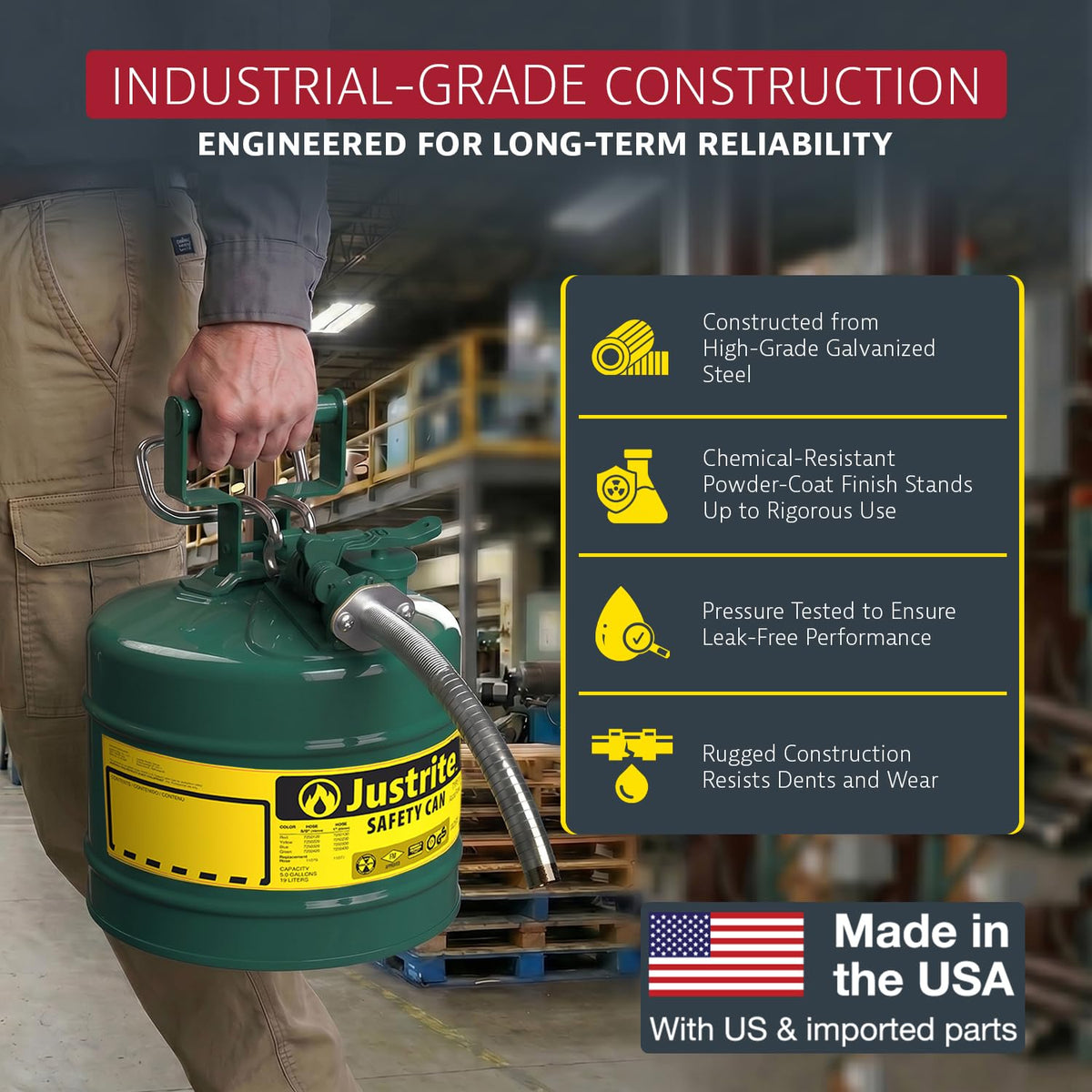 Green Galvanized Steel Safety Can S1929