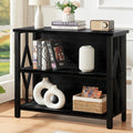 Black 3-Tier Engineered Wood Bookshelf D681