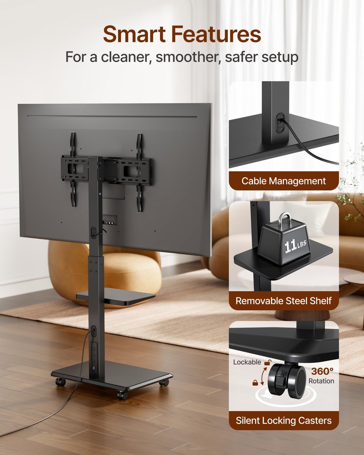 Rolling TV Stand with Power Outlet for 32-75 inch TVs G227020