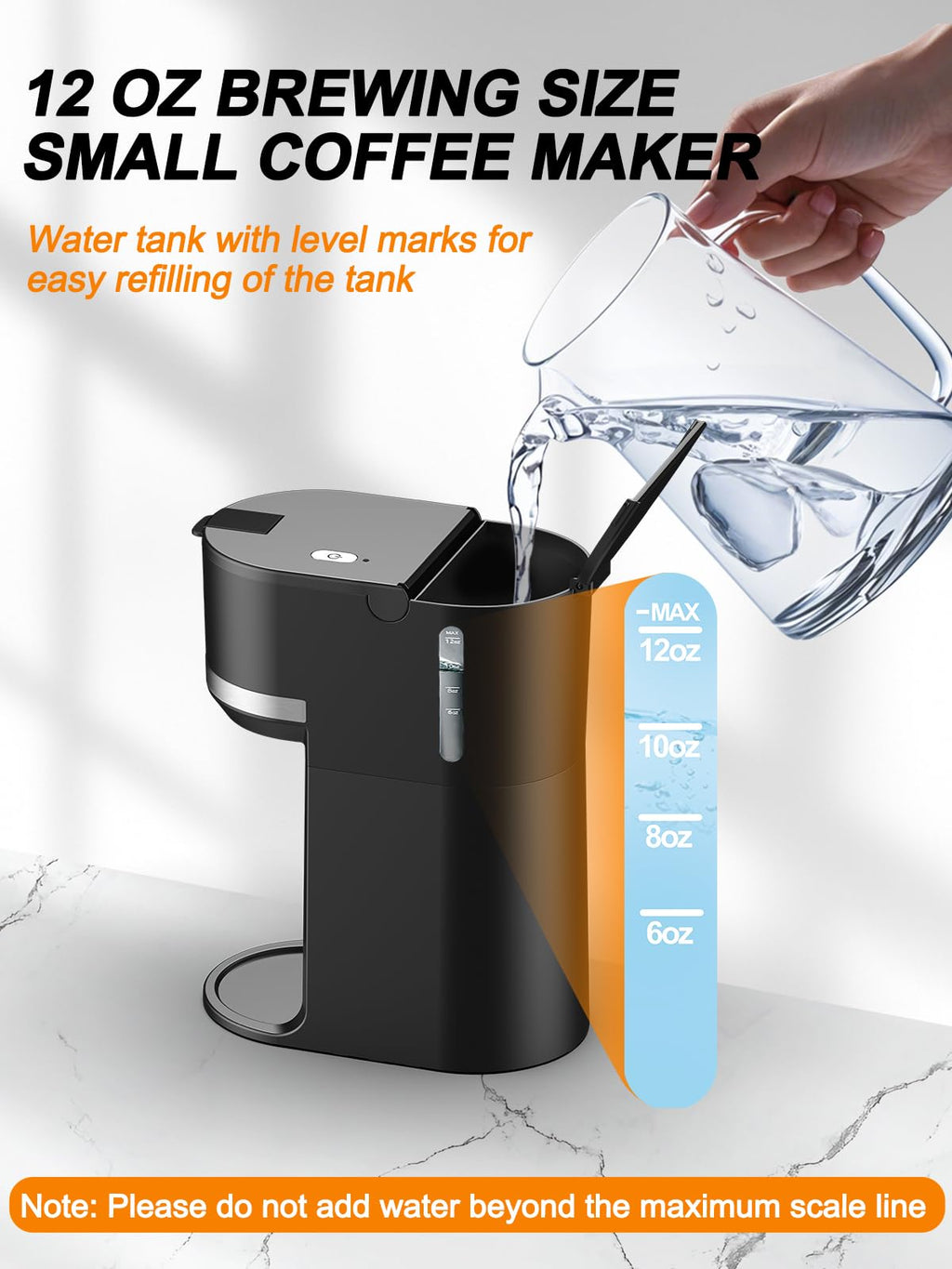 Black Single Serve Coffee Maker for Pods and Grounds, 6-12 oz G595