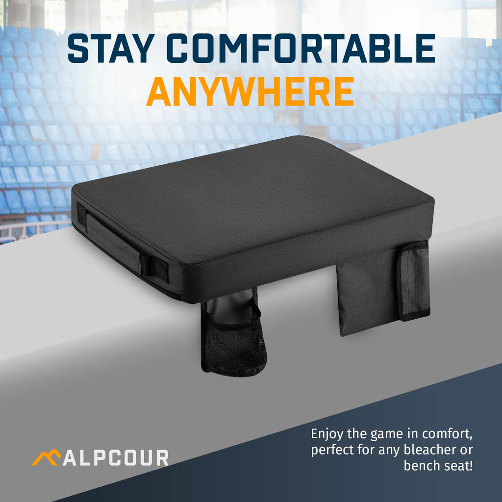 Portable Extra Thick Stadium Seat Cushion with Cup Holder I49313