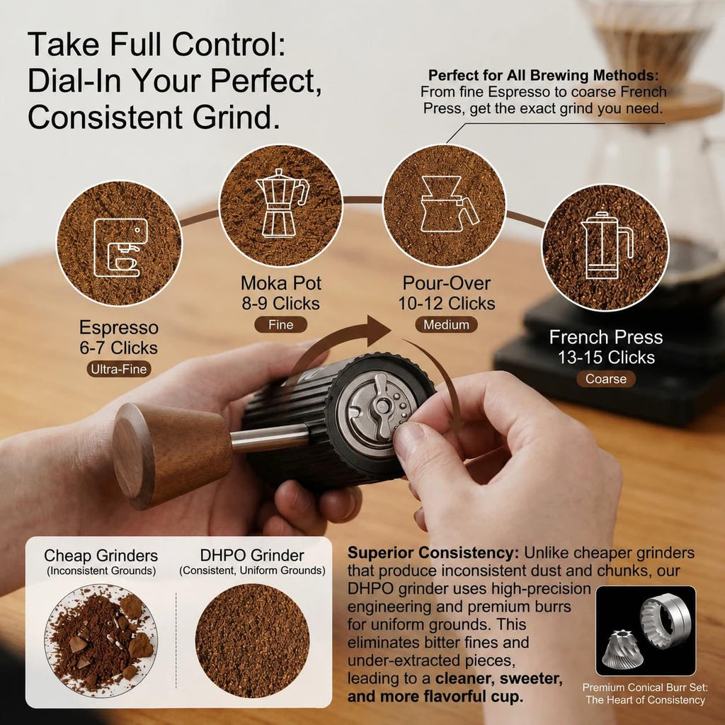 Manual Coffee Grinder with Stainless Steel Conical Burr M634790