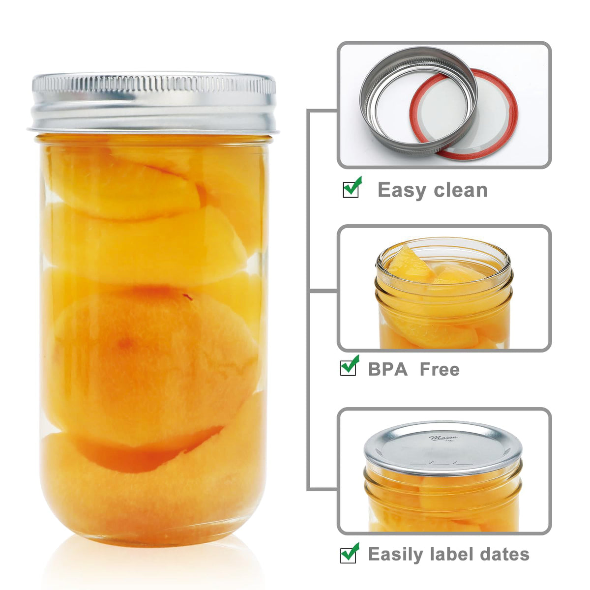 24 Pack 12 oz Mason Jars with Lids E703627