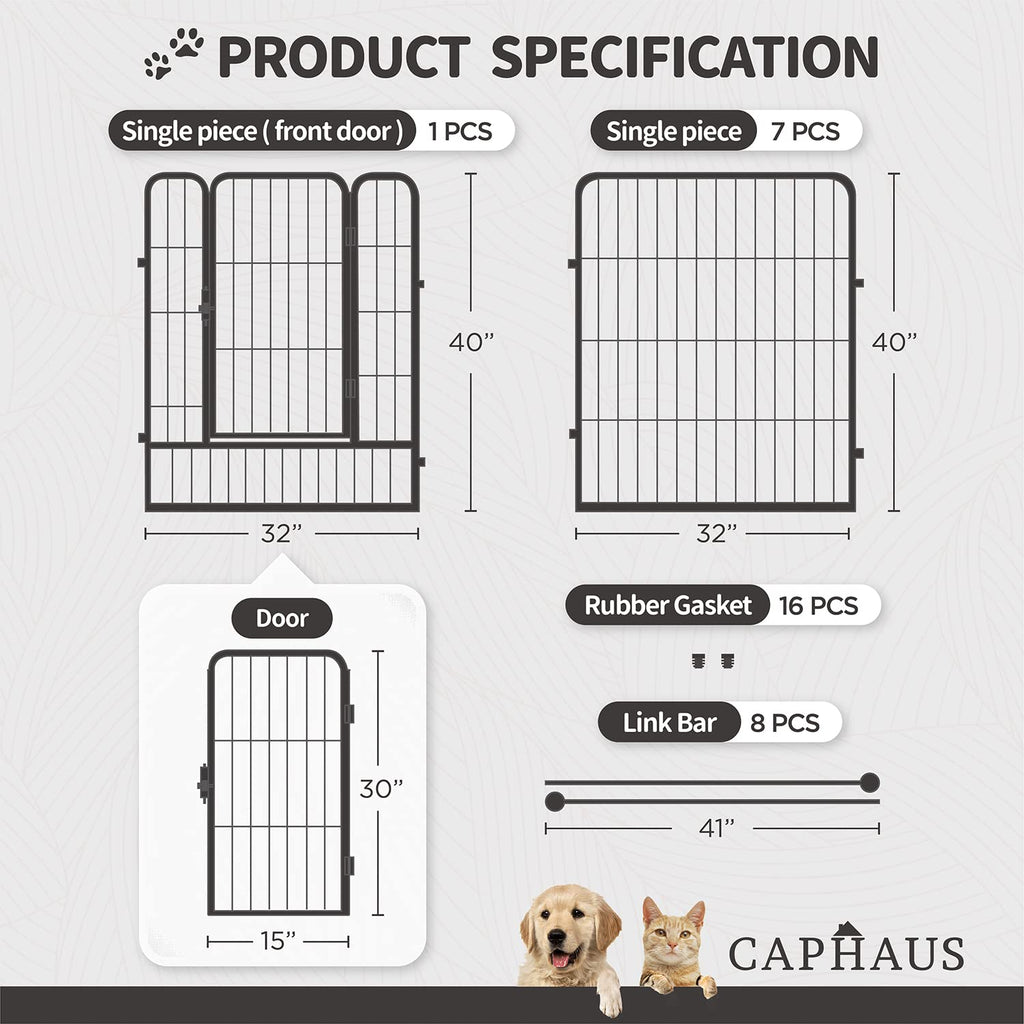 32 Inch Metal Foldable Pet Playpen with Door F909374
