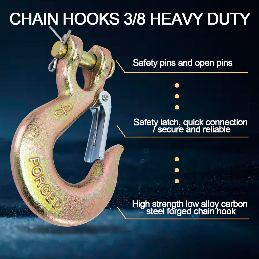 3/8 Chain Hooks with Safety Latch, 10 Pack D2914