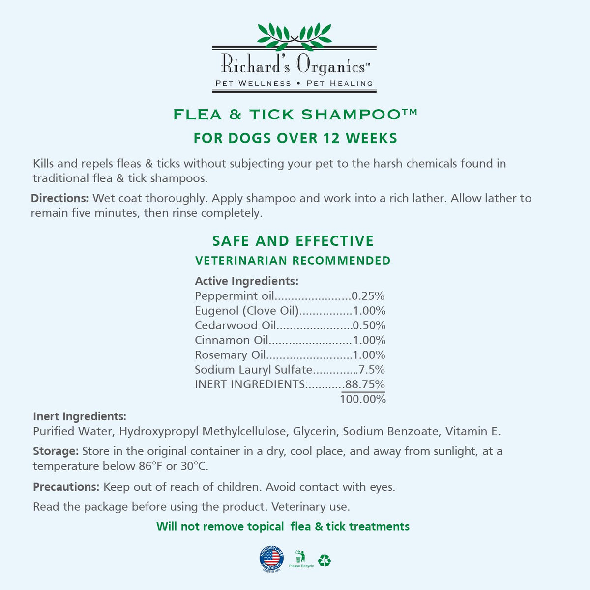 All-Natural Flea and Tick Shampoo for Dogs 12oz K596371