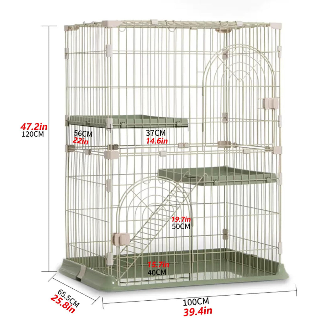 3/4-Tier Wire Cat Cage Playpen Kennel with Hammock X103596