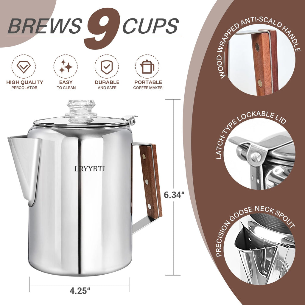 Stainless Steel 9 Cup Coffee Percolator U826607