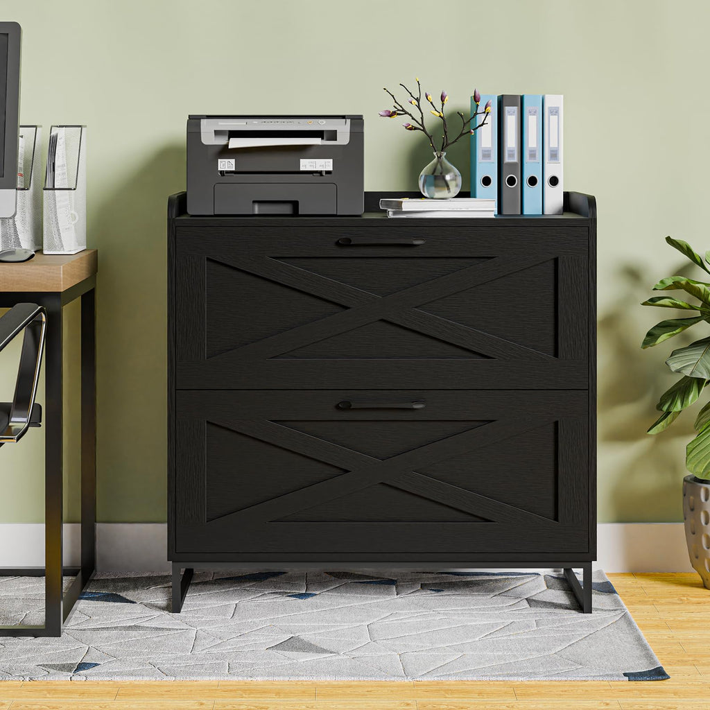 2 Drawer Black File Cabinet with Charging Station C679578