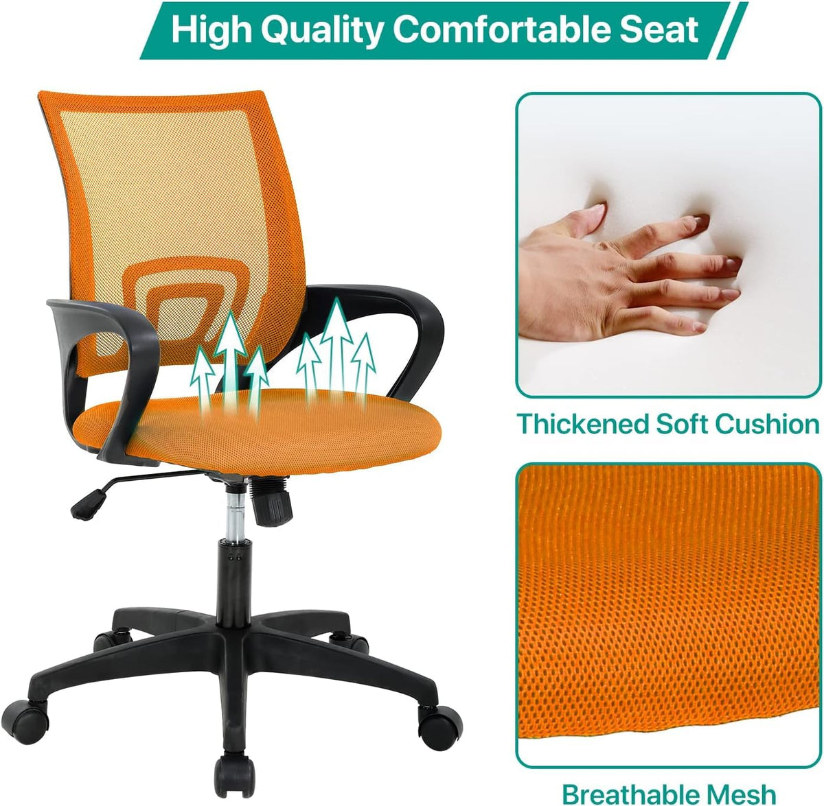 Ergonomic Orange Mesh Office Chair with Lumbar Support C2188