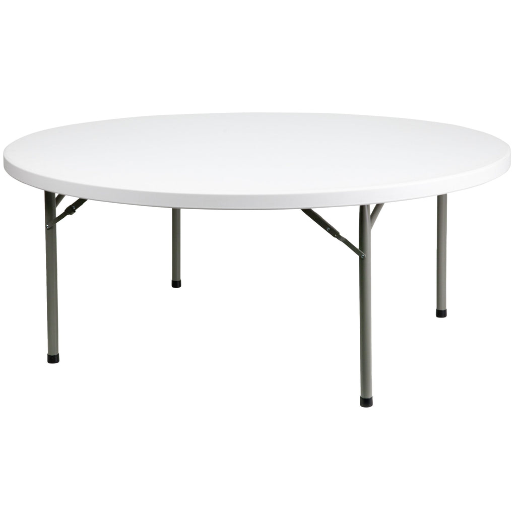6-Foot Round Granite White Plastic Folding Table E39461