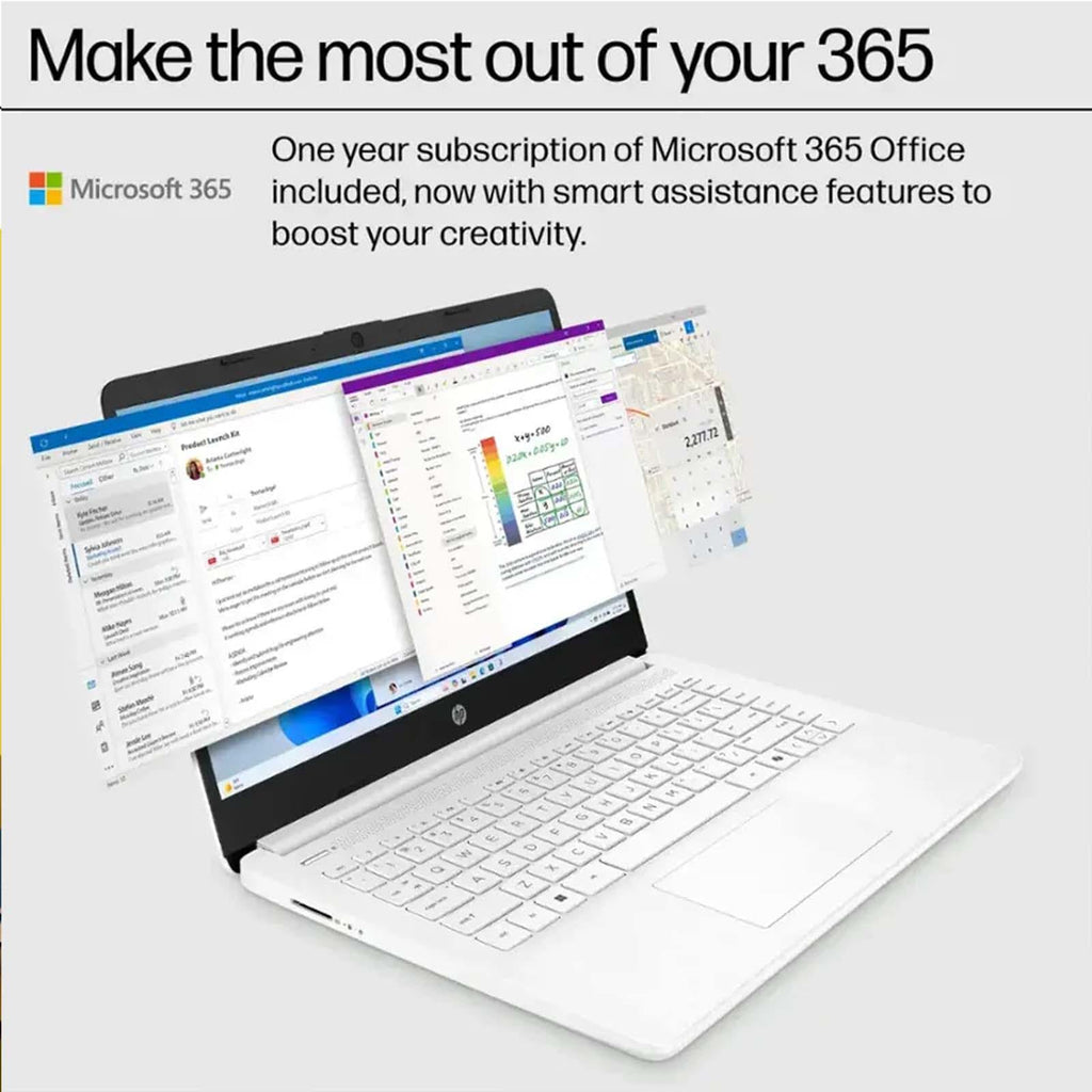 14 Inch Laptop, Intel Celeron N4500, 4GB RAM, 128GB Storage, Windows 11 S, Snowflake White J241840