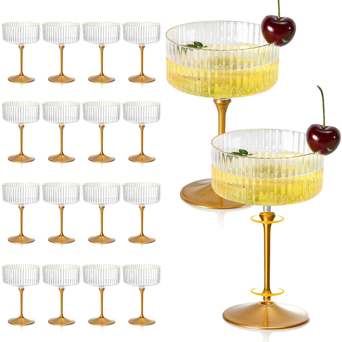 24 Pcs 9 Oz Champagne Martini Glasses Set U703303