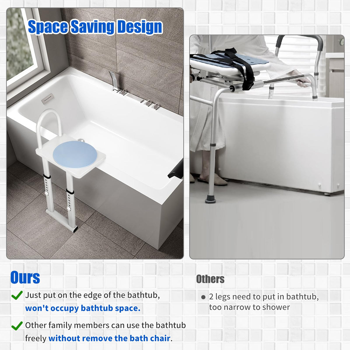 Heavy Duty Height Adjustable Shower Transfer Chair with Handrail M433639