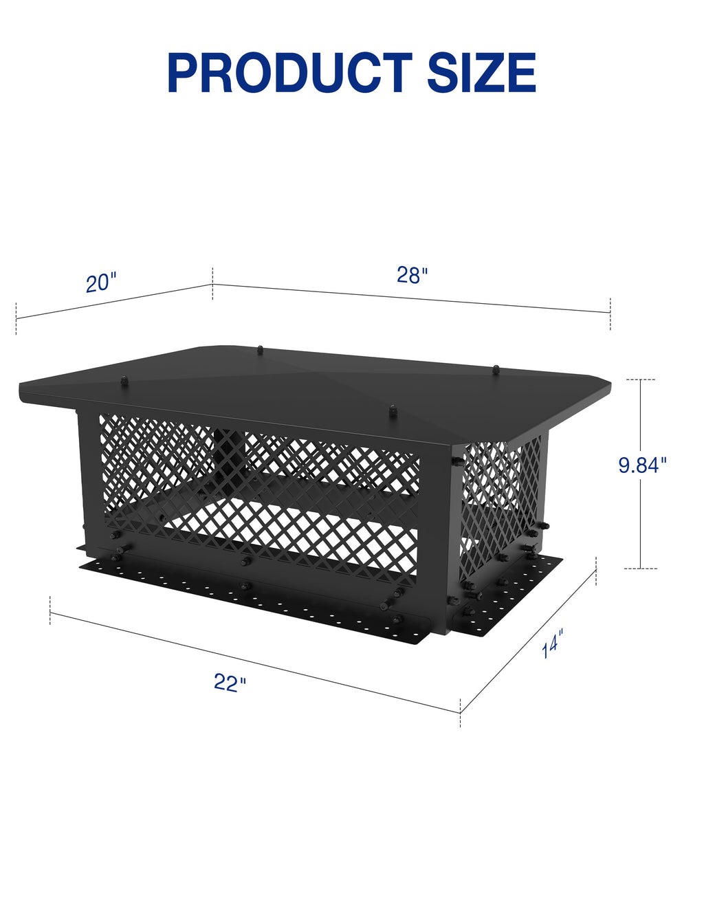 14" x 22" Rectangular Galvanized Steel Chimney Cap B92179