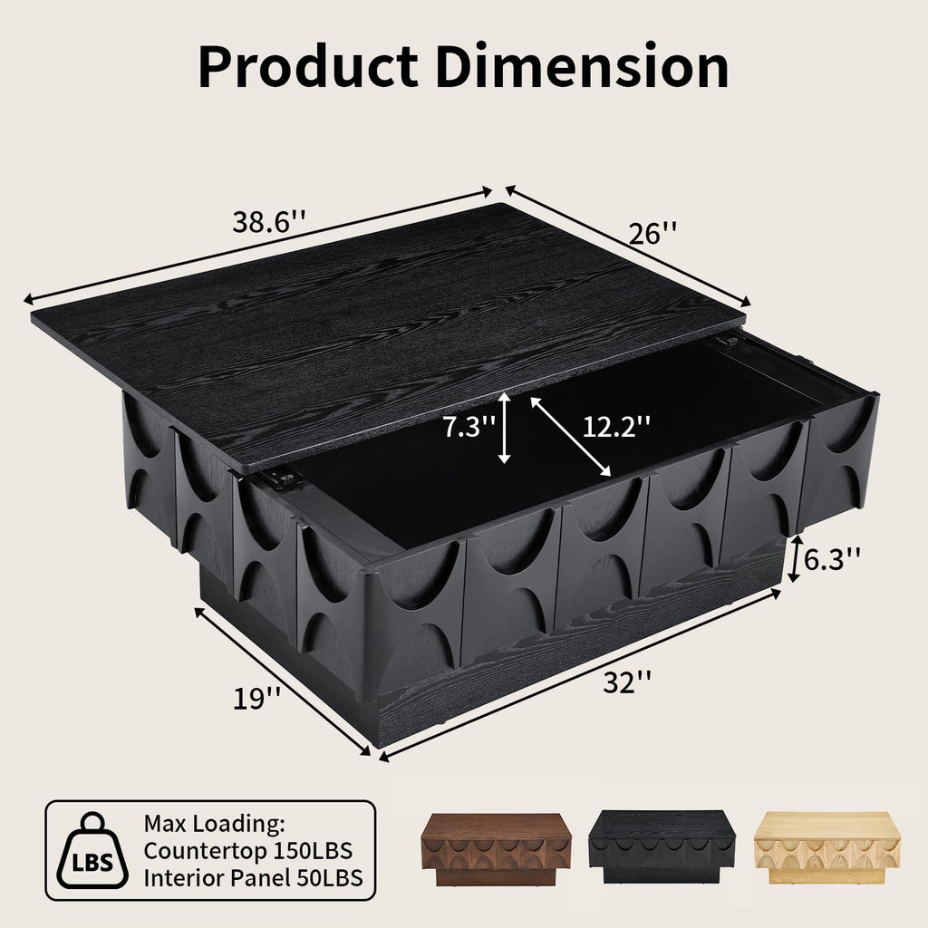 Black Coffee Table with Hidden Storage K22764