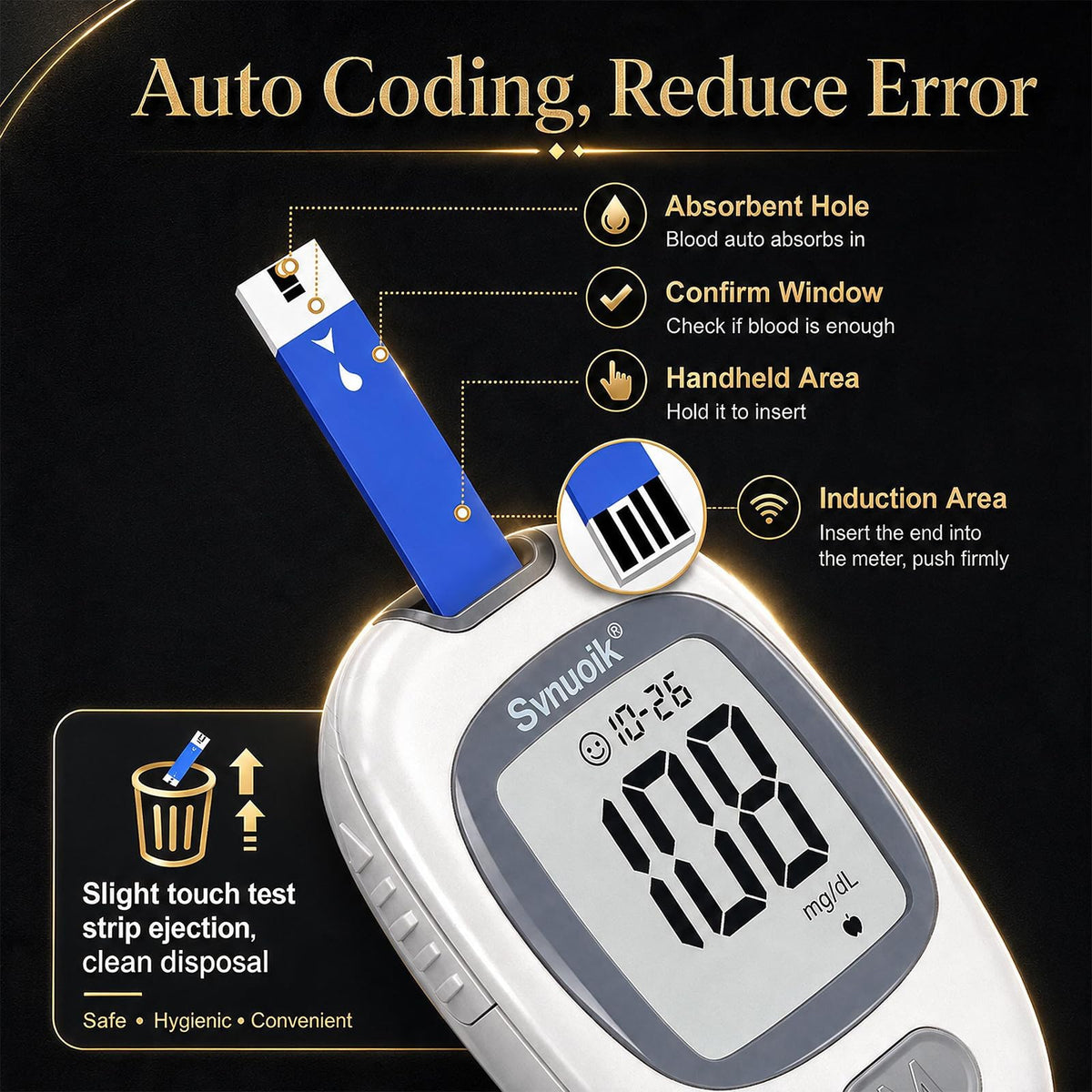 Blood Glucose Monitor Kit with 100 Strips & Lancets L389496