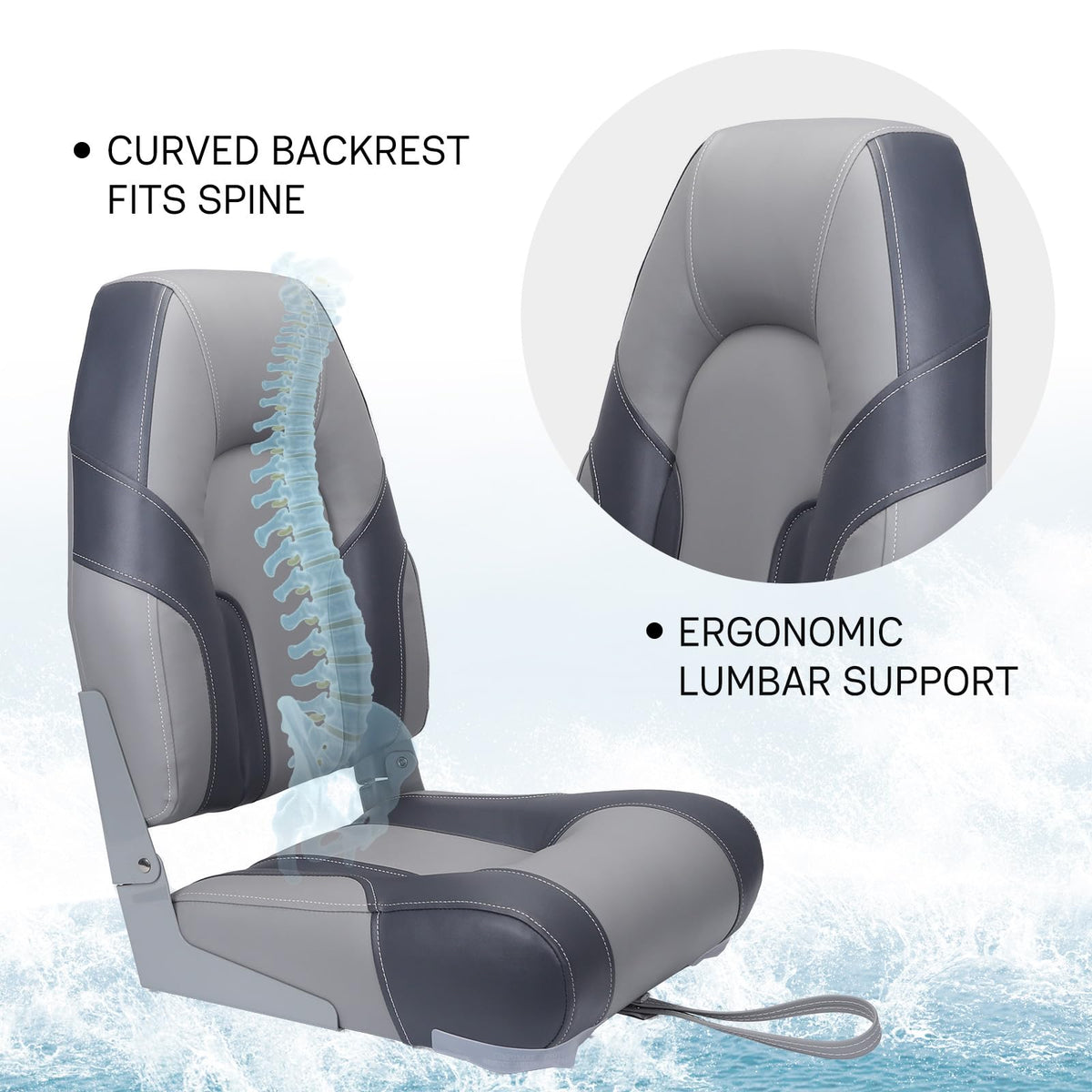 2 Pack High Back Folding Boat Seats X1124