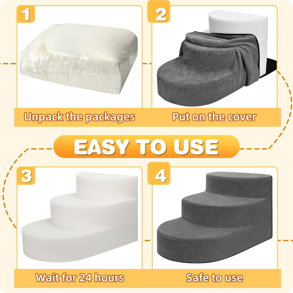 Grey 3 Steps Foam Dog Stairs R4242