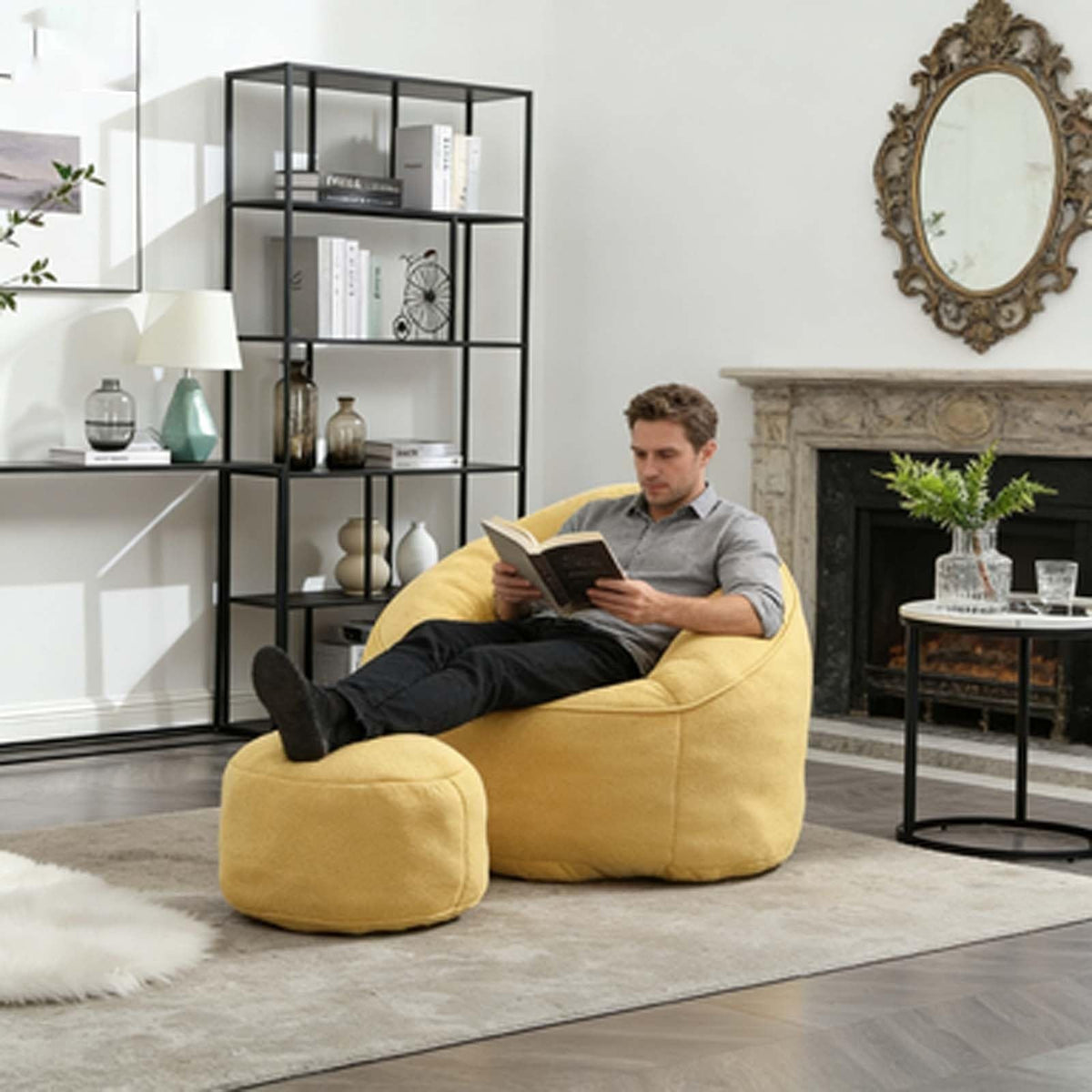 Memory Foam Bean Bag Chair with Footrest Y19664