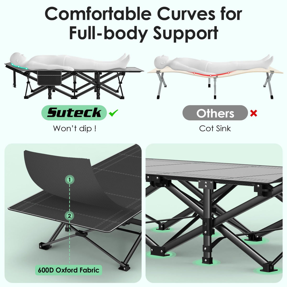 Folding Camp Cot with Cushion X6596