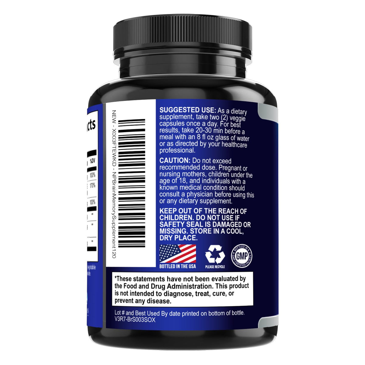 120 Capsules Brain Memory Supplement with Vitamin B6 B12 Folate & Phosphatidylserine P81654