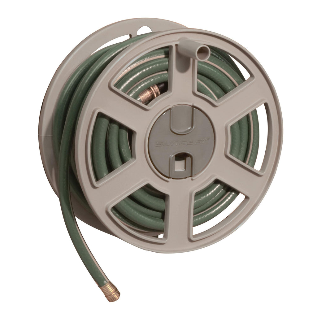 Wall Mount Garden Hose Reel 100 Feet Capacity Light Taupe Resin A549
