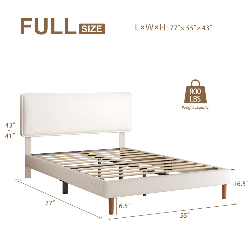 White Upholstered Bed Frame with Adjustable Headboard C850