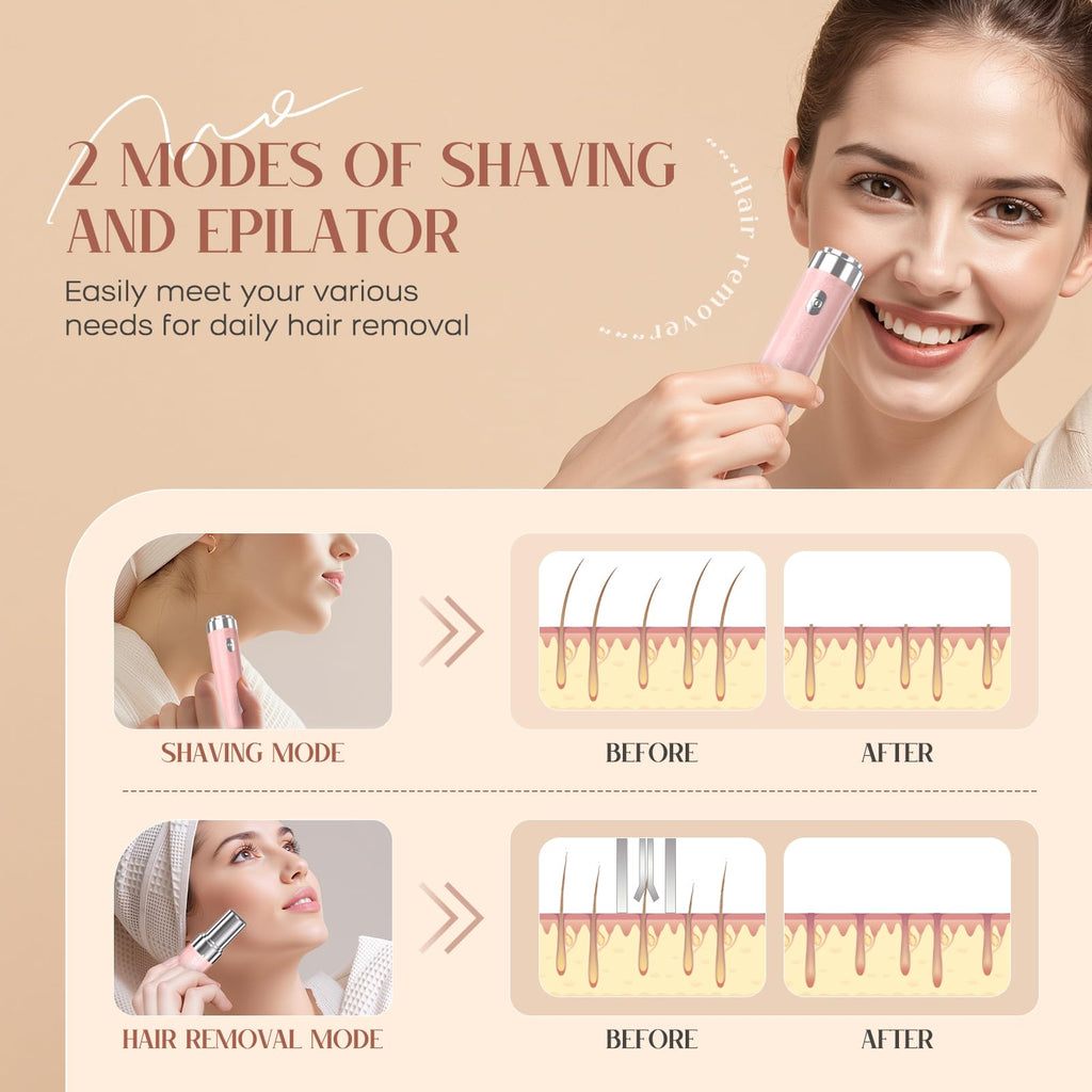 2-in-1 USB Rechargeable Electric Facial Hair Remover with LED Light V4577