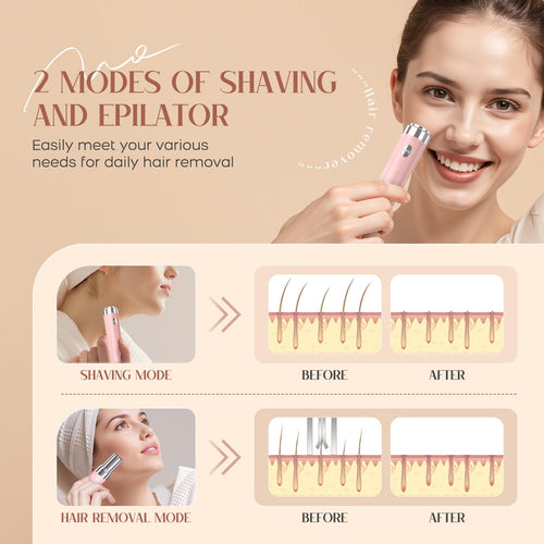 2-in-1 USB Rechargeable Electric Facial Hair Remover with LED Light V4577