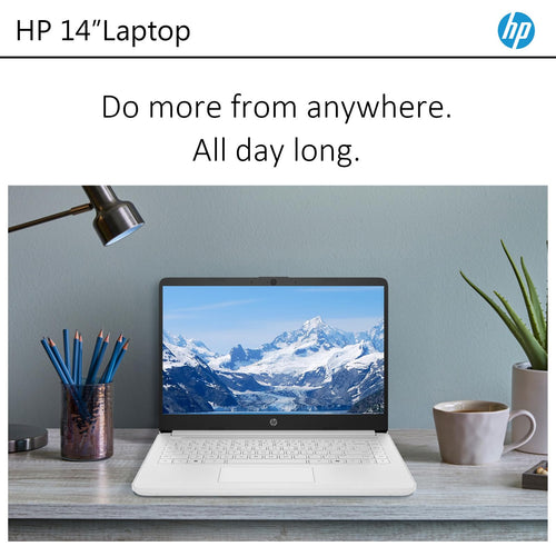 14 Inch Laptop, Intel Celeron N4500, 4GB RAM, 128GB Storage, Windows 11 S, Snowflake White J241840
