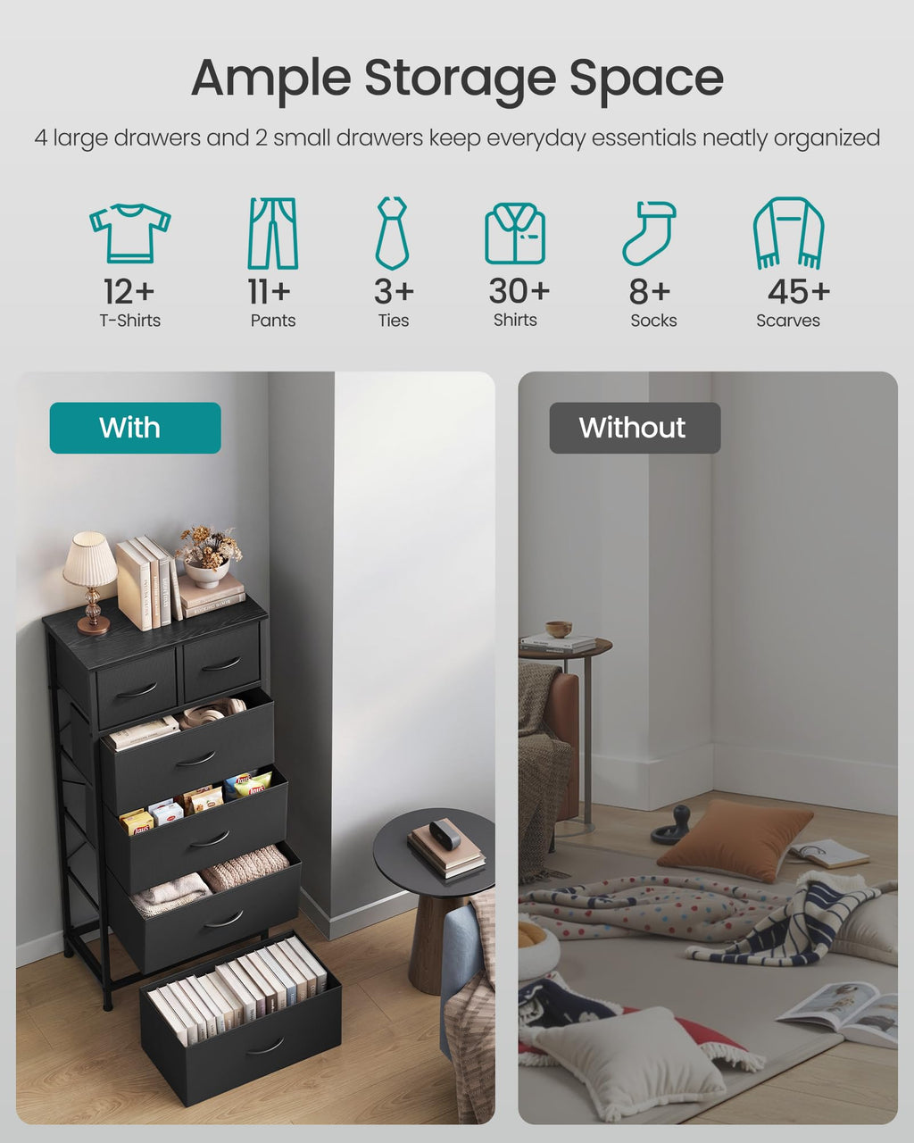 Tall Dresser with 6 Fabric Drawers H242776